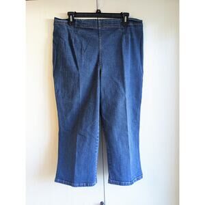 White Stag Women's Wide Leg High Rise Back Elastic Waist Blue Denim Jeans Sz 18